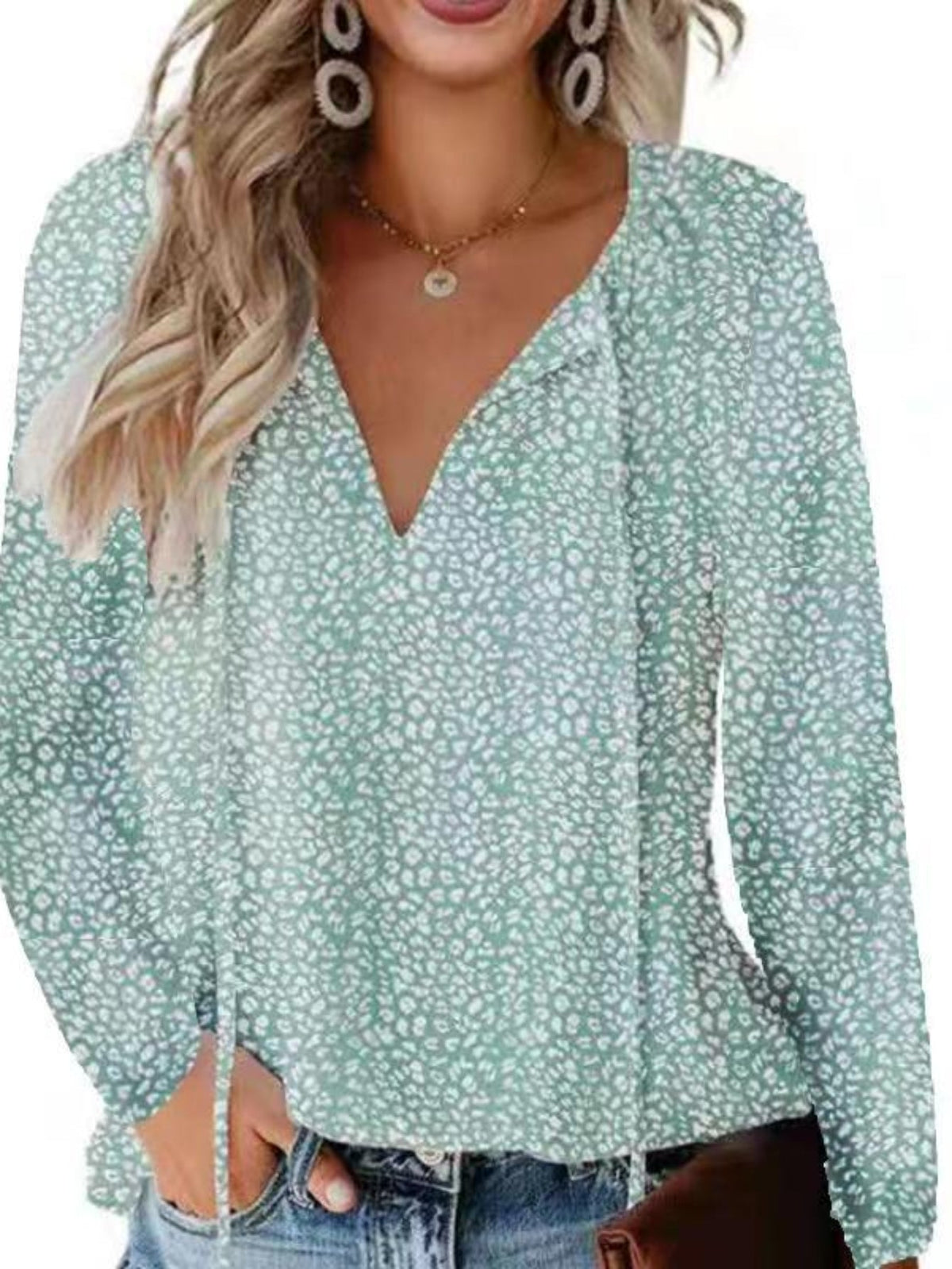 V Neck Flutter Sleeve Blouse, Loose Casual Top