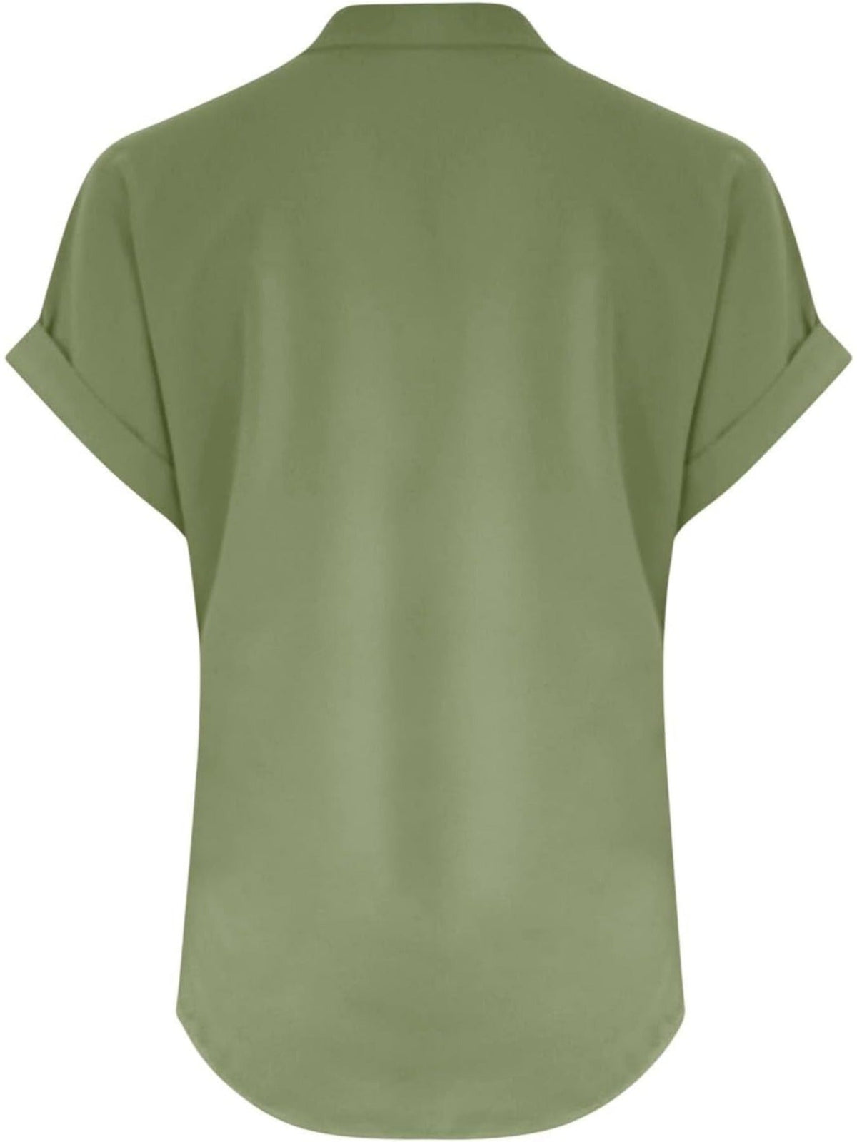 Solid Color V Neck Short Sleeve Button Down T Shirts