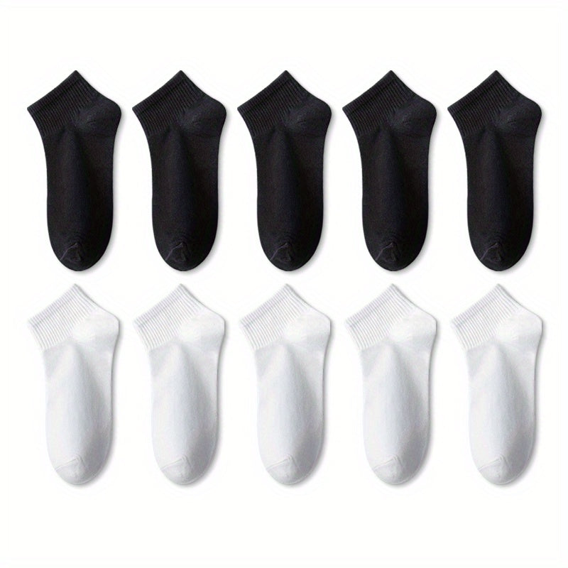 5/10 Pairs Colorful Ribbed Short Socks, Comfy & Breathable Elastic Ankle Socks