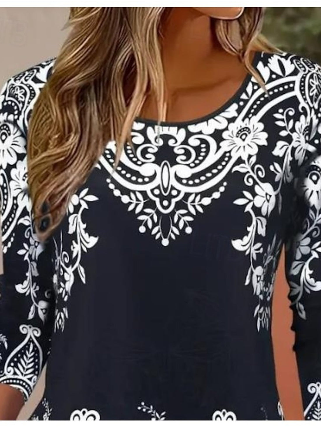 Long Sleeve Crew Neck Tunic Floral Graphic Casual Regular Tops