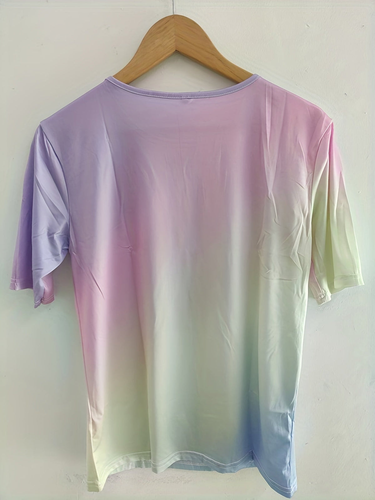 Gradient Print Crew Neck T-Shirt, Casual Short Sleeve T-Shirt