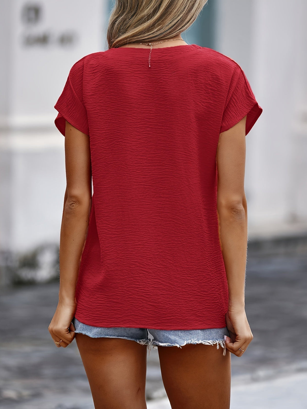 Elegant V-Neck Blouse with Button Detail - Perfect Fashion