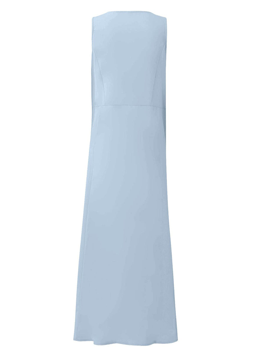 Solid Color Sleeveless Cotton And Linen Dress