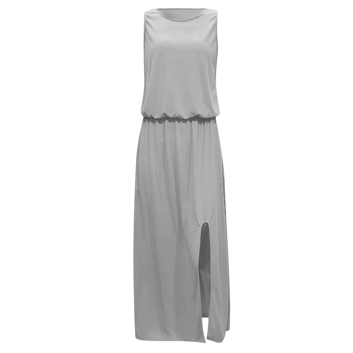 Elegant Solid Backless Sleeveless Long Dress