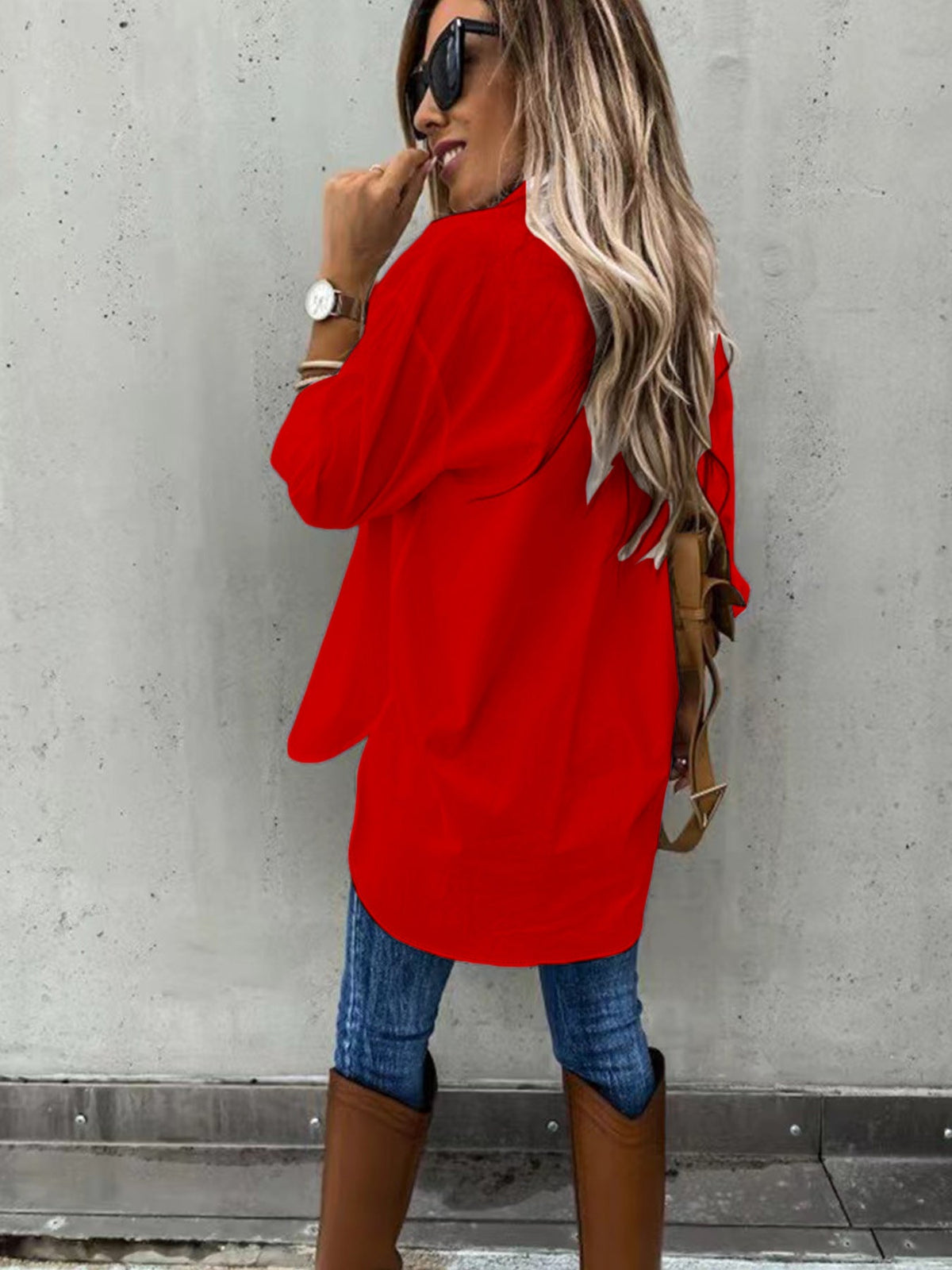 Button Front Long Sleeve Shirt, Casual Solid Office Shirt With Collar