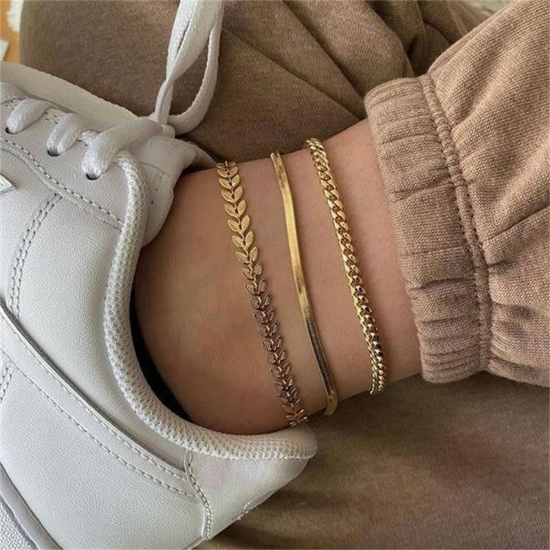 Hollow love beach double anklet