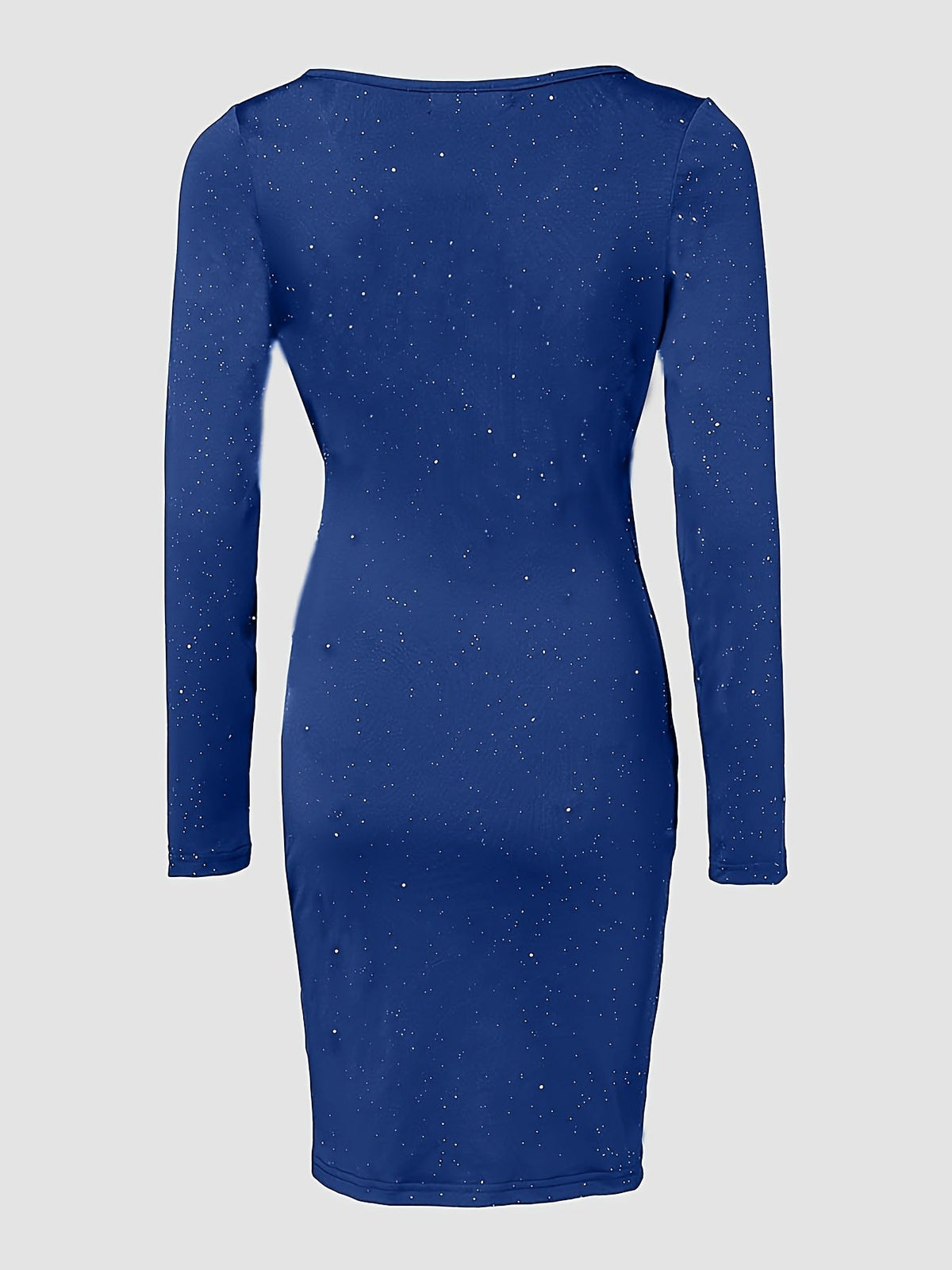 1pc Elegant V-Neck Long Sleeve Bodycon Dress for Women - Solid Color, No Padding