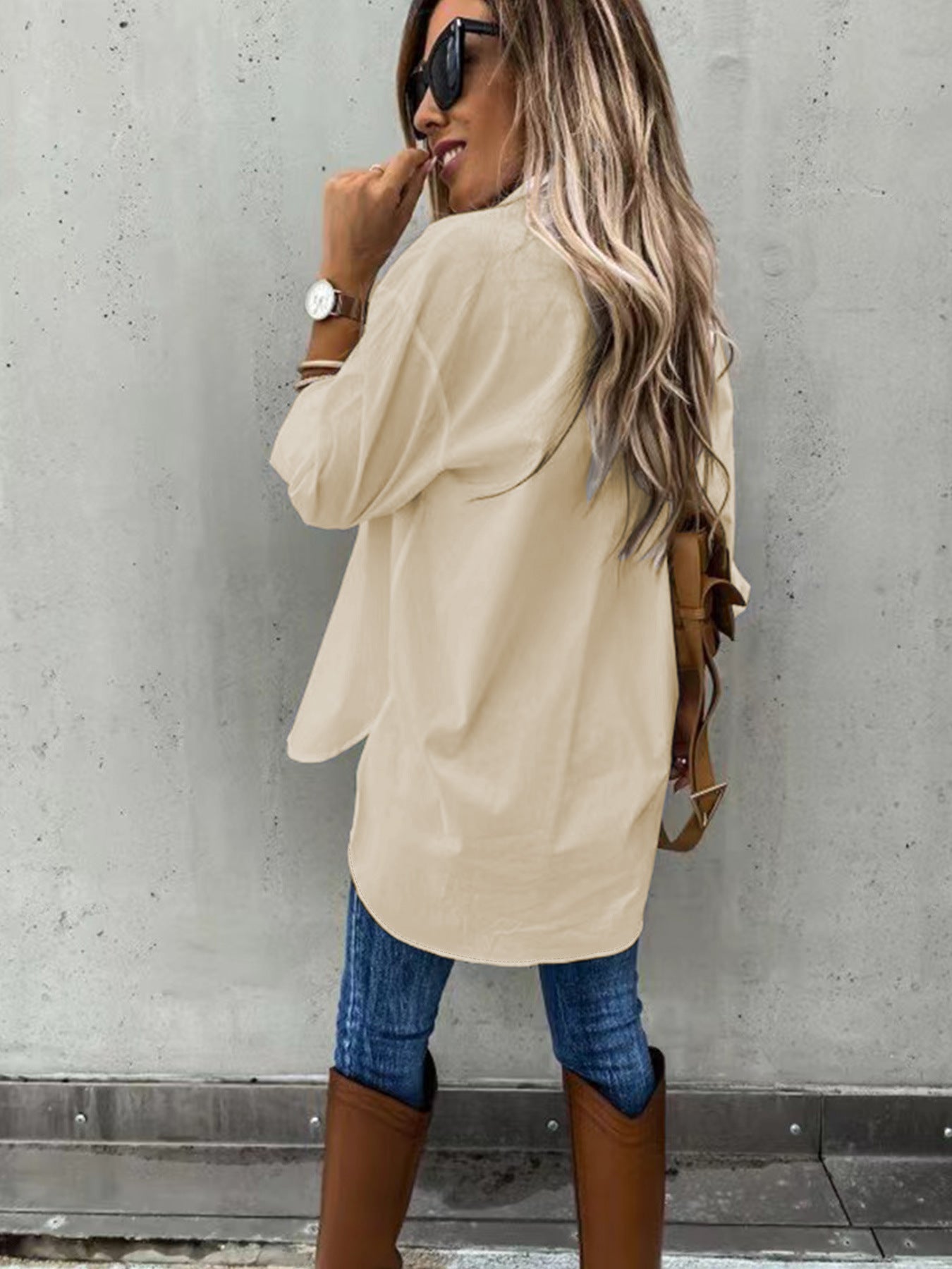 Button Front Long Sleeve Shirt, Casual Solid Office Shirt With Collar