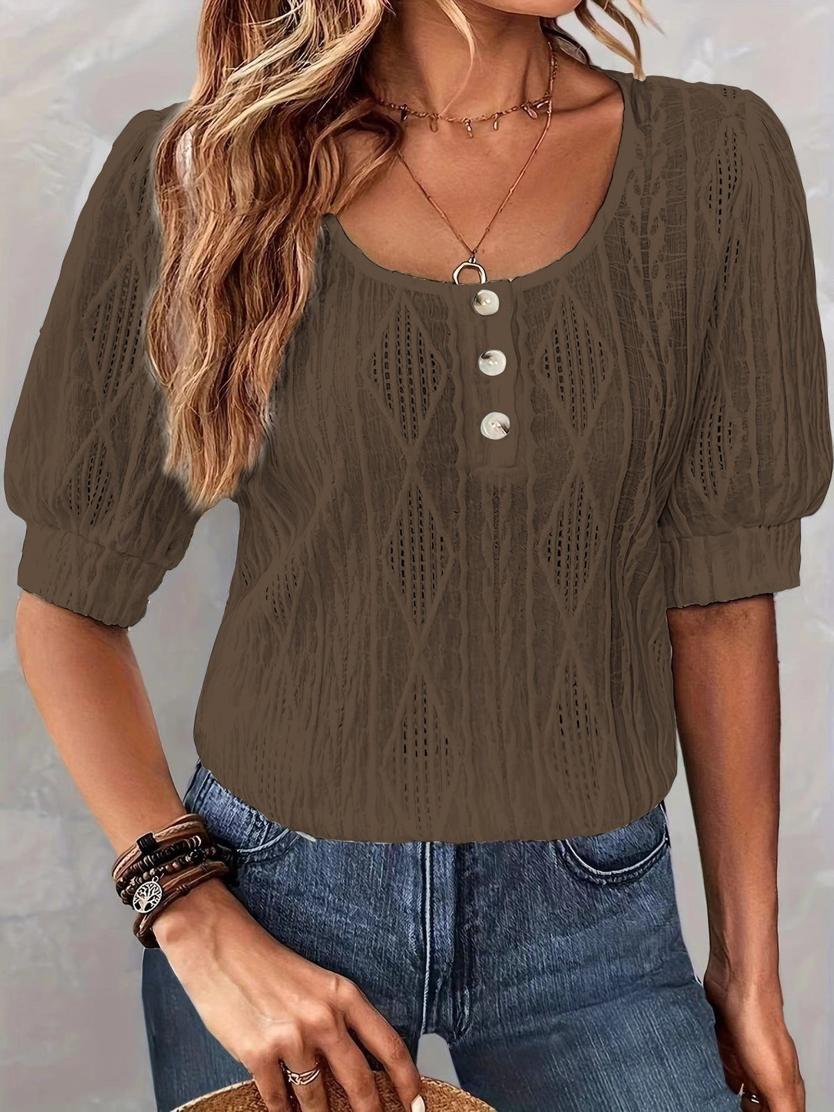 Argyle Pattern T-Shirt, Casual Crew Neck Short Sleeve T-Shirt