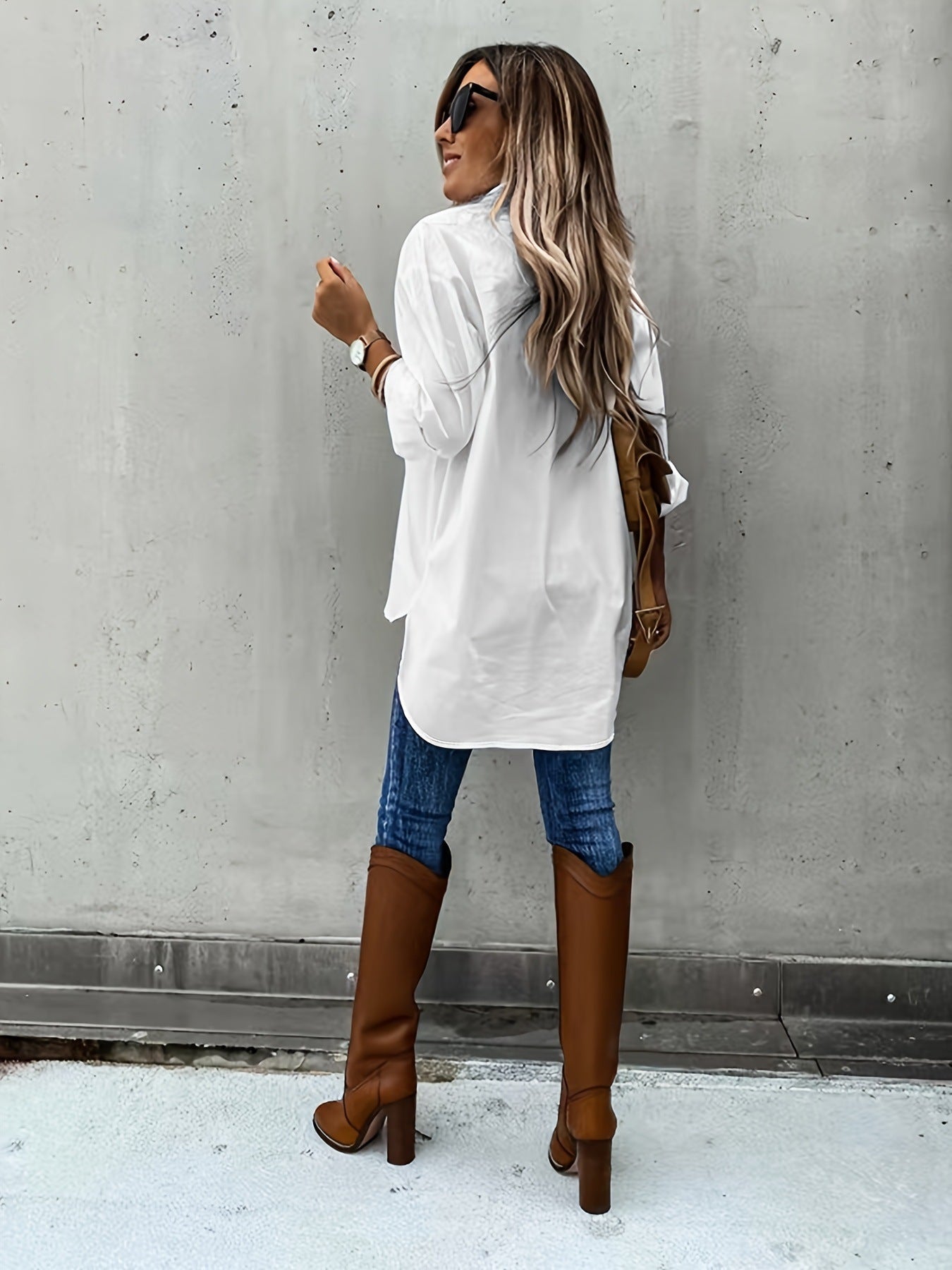 Button Front Long Sleeve Shirt, Casual Solid Office Shirt With Collar