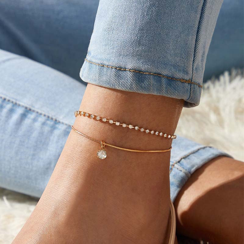 Hollow love beach double anklet