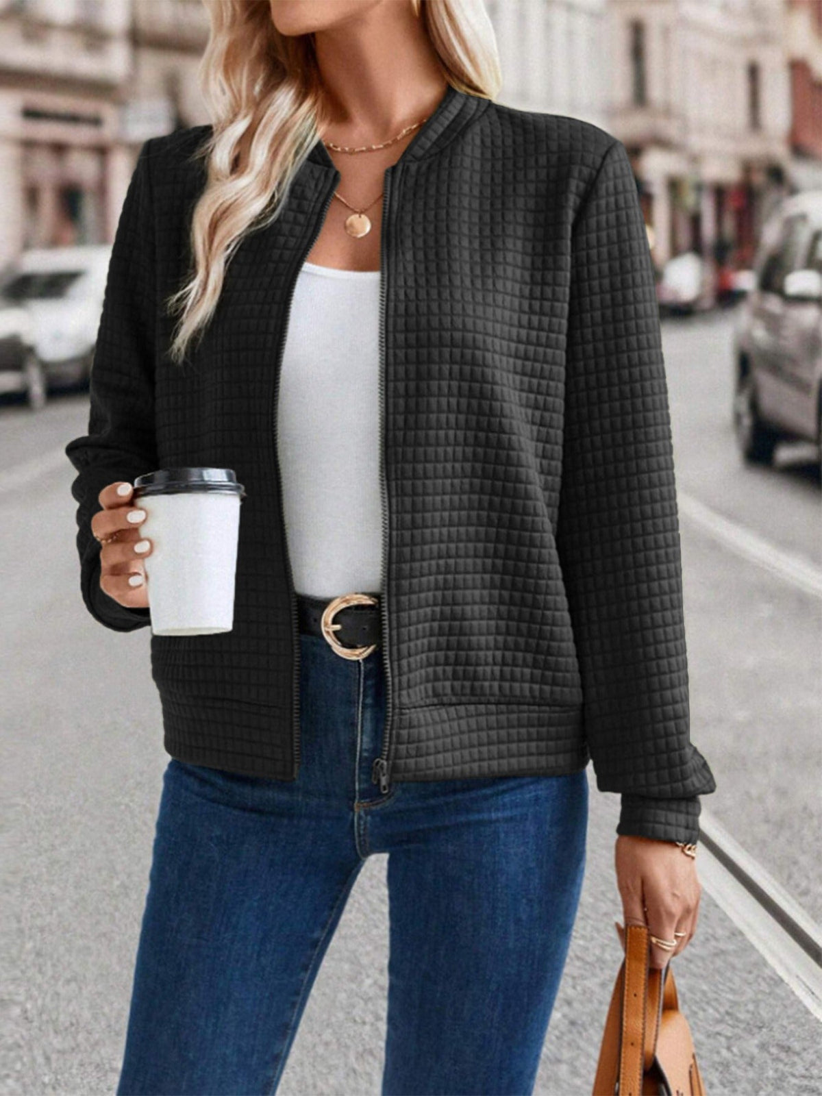 Zip Up Bomber Jacket