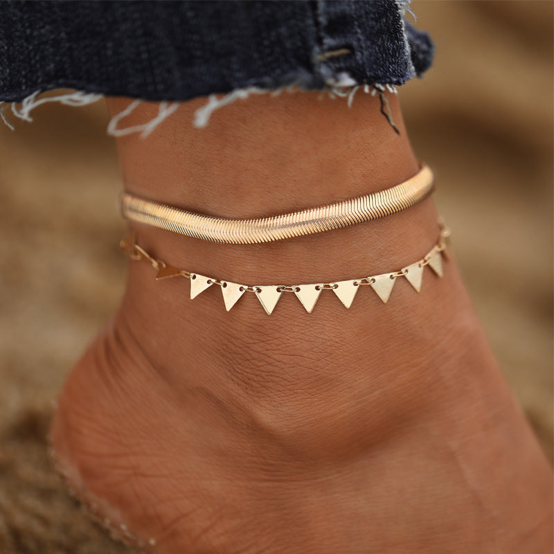 Hollow love beach double anklet