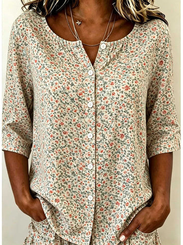 Crew Neck Half Sleeve Shirt Printing Casual Daily Top