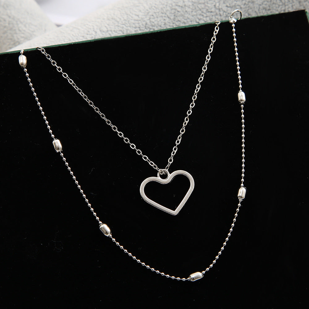 Hollow love beach double anklet