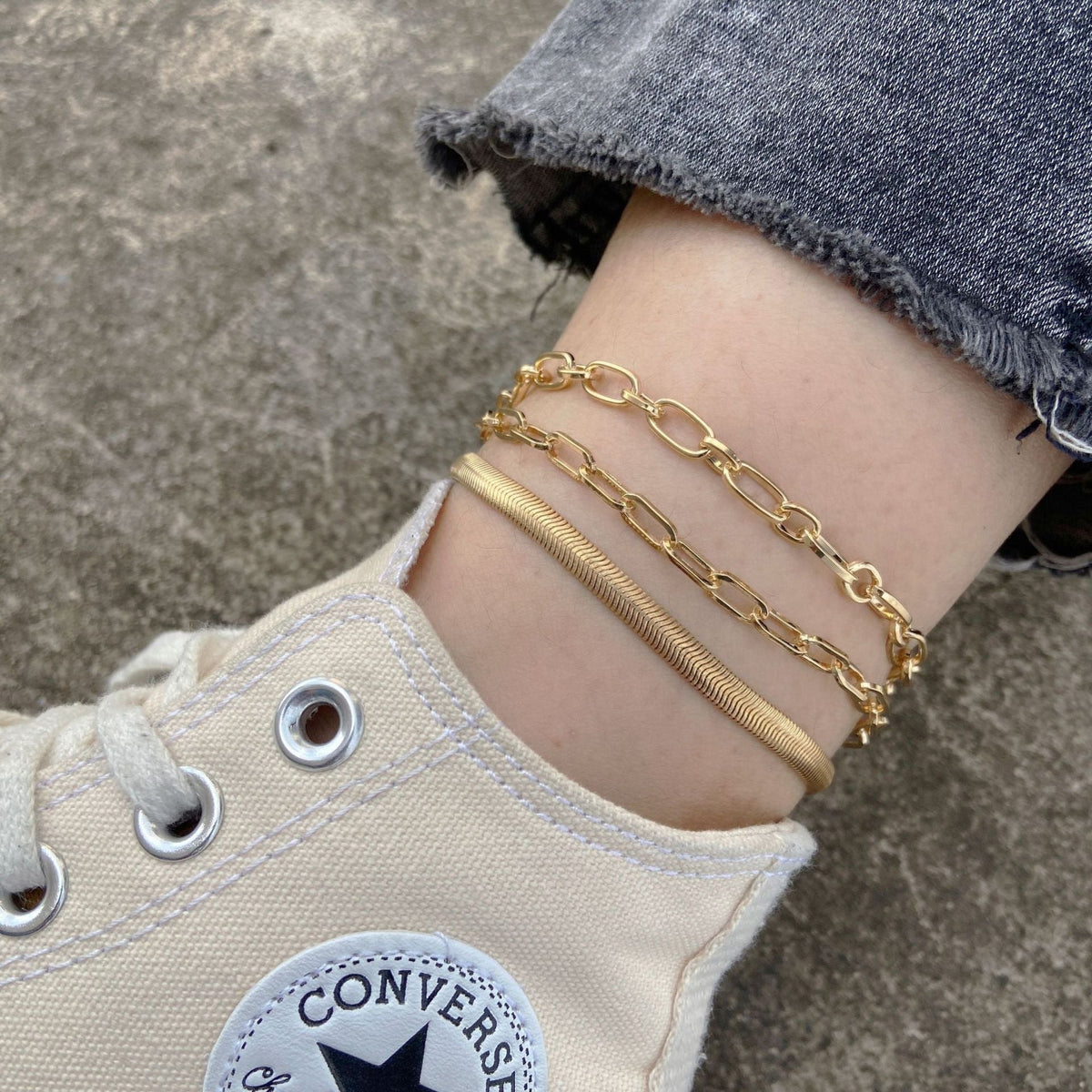 Hollow love beach double anklet