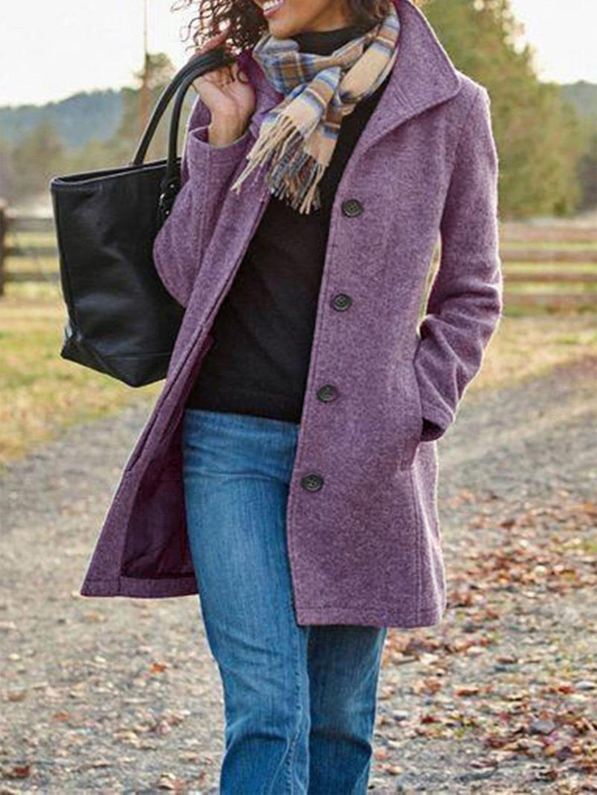 Stylish Solid Color Long Sleeve Single Breasted Overcoat - Wool & Blends Outerwear