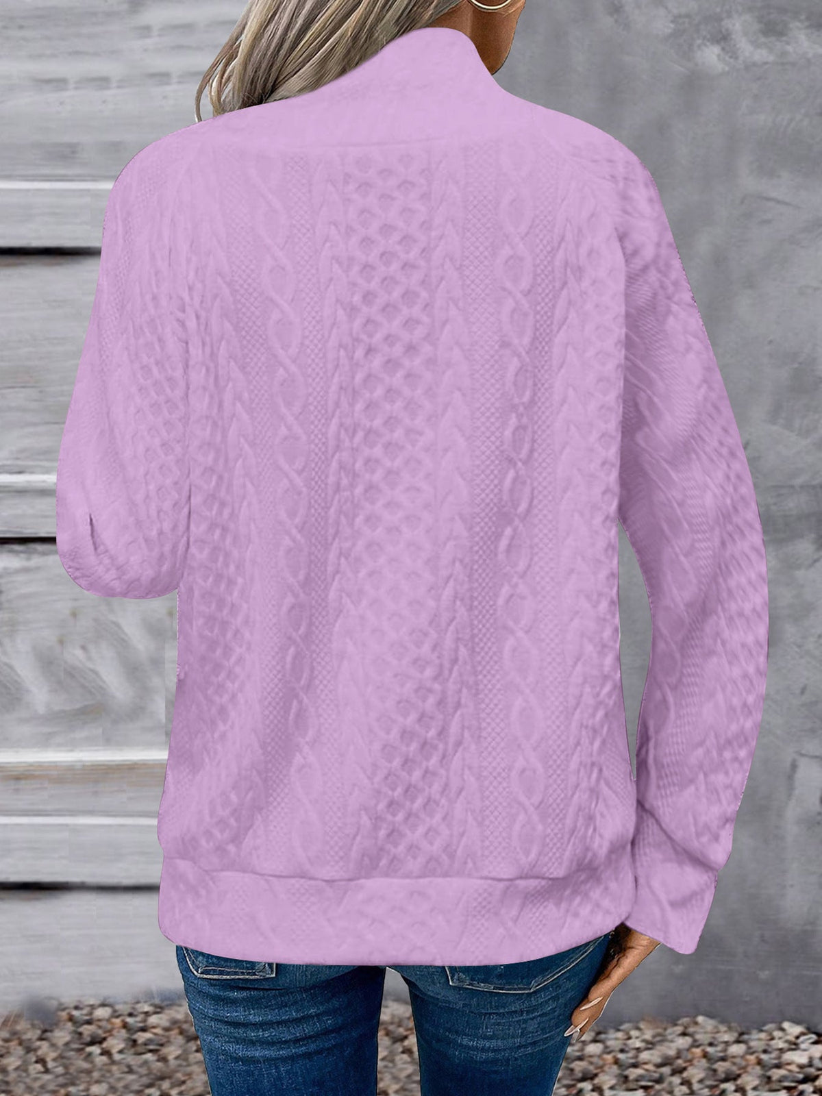 Geometric Turtleneck Jacquard Vintage Long Sleeve Sweatshirt