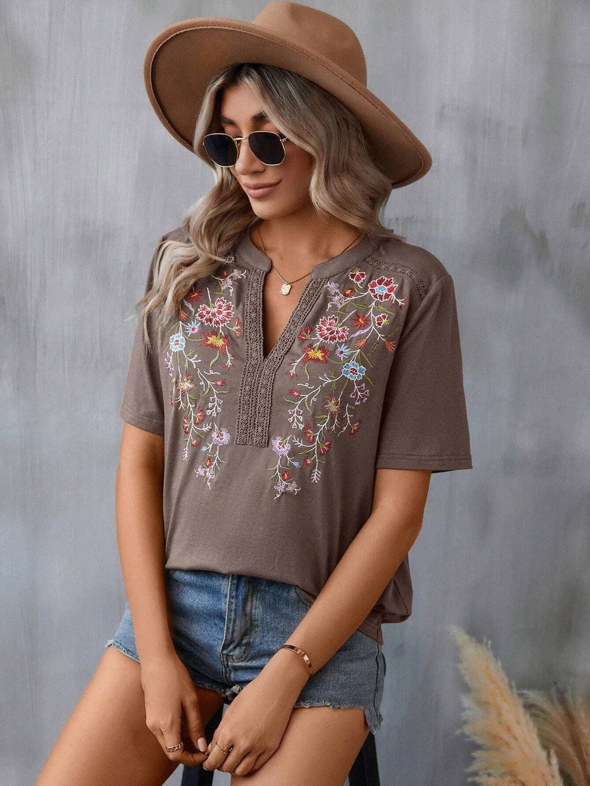 Embroidered Patchwork Lace T-Shirt
