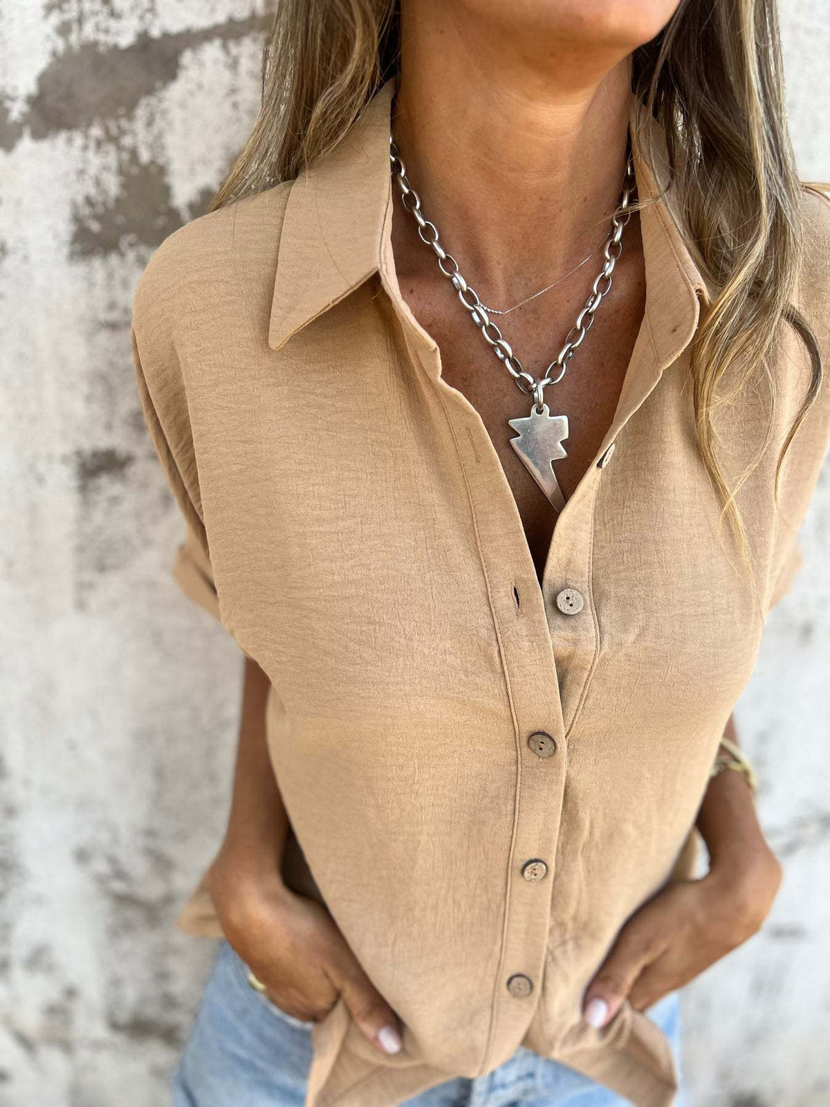 Plain Basic Modern Half Sleeve Collar Regular Tops