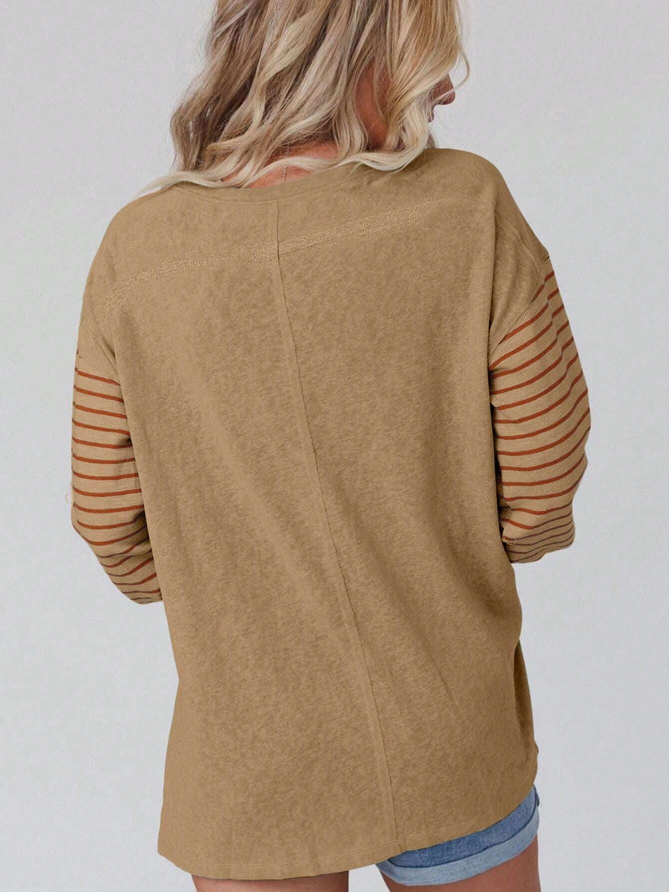 Color Block Crew Neck T-Shirt, Casual Long Sleeve T-Shirt