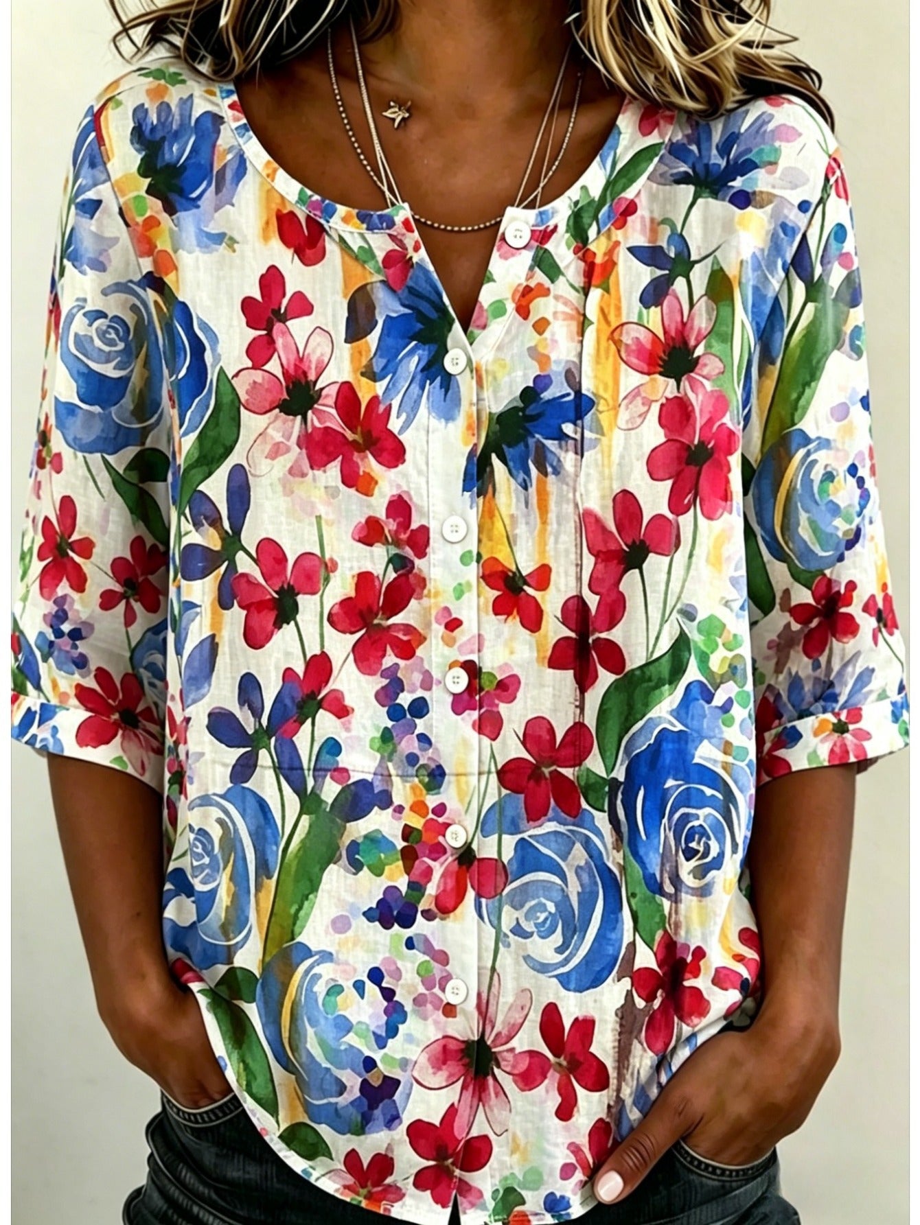 Crew Neck Half Sleeve Shirt Printing Casual Daily Top
