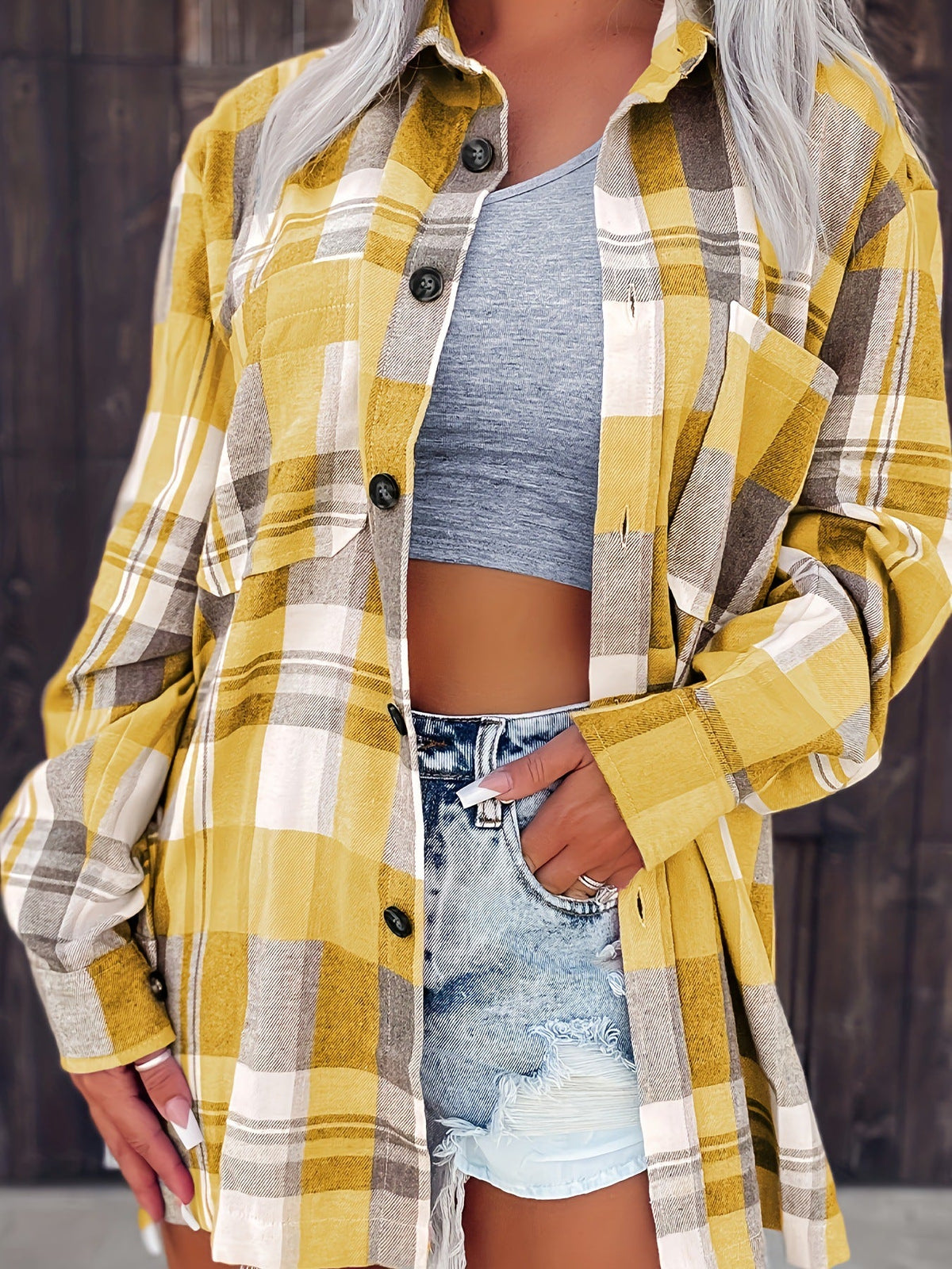 Plaid Print Simple Shirt, Casual Button Front Long Sleeve Shirt