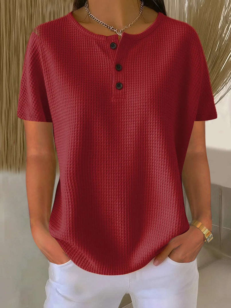 Solid Color Short Color Loose Casual Plain T-Shirt