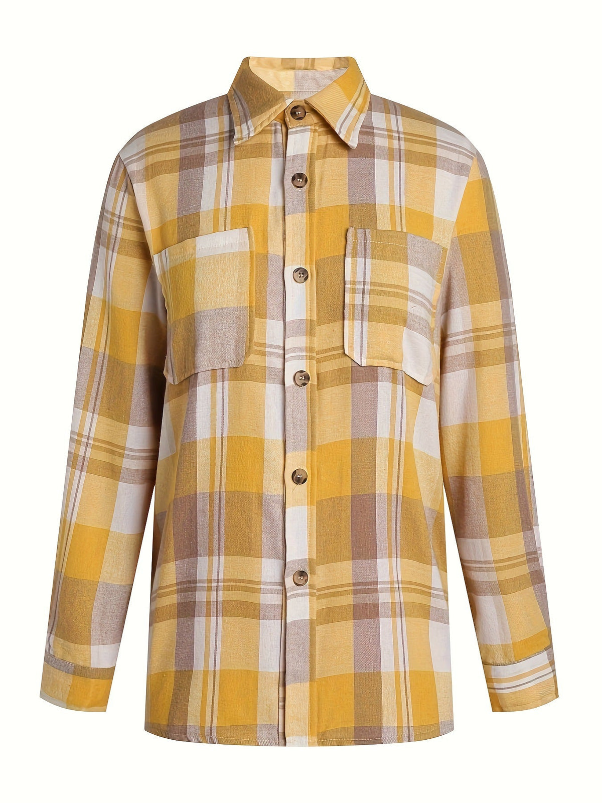 Plaid Print Simple Shirt, Casual Button Front Long Sleeve Shirt