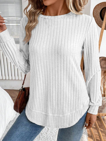 Plain Crew Neck Casual Knit Top