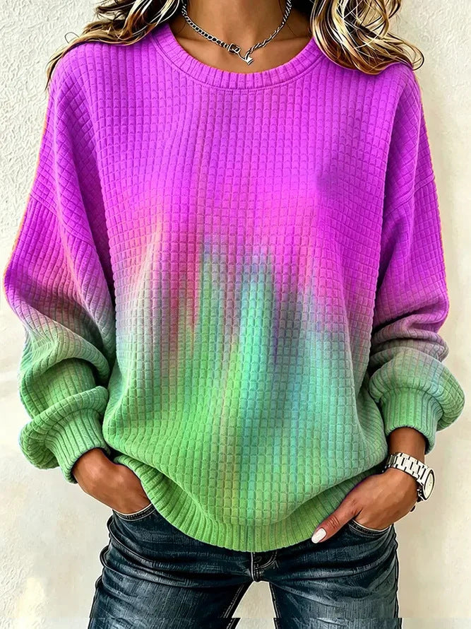 Casual Crew Neck Maple Leaf Sweatshirt