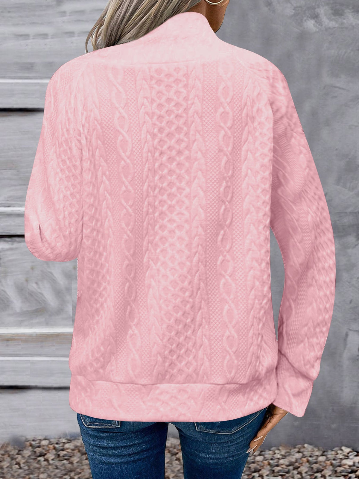 Geometric Turtleneck Jacquard Vintage Long Sleeve Sweatshirt