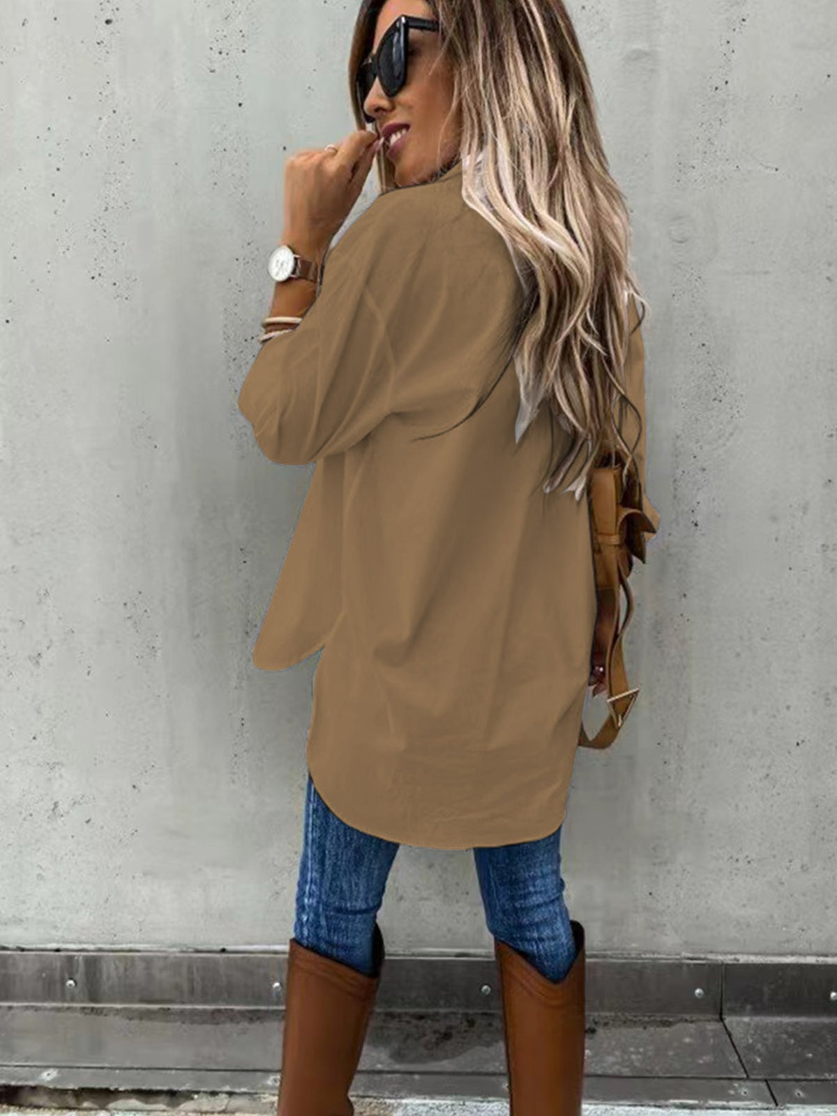 Button Front Long Sleeve Shirt, Casual Solid Office Shirt With Collar