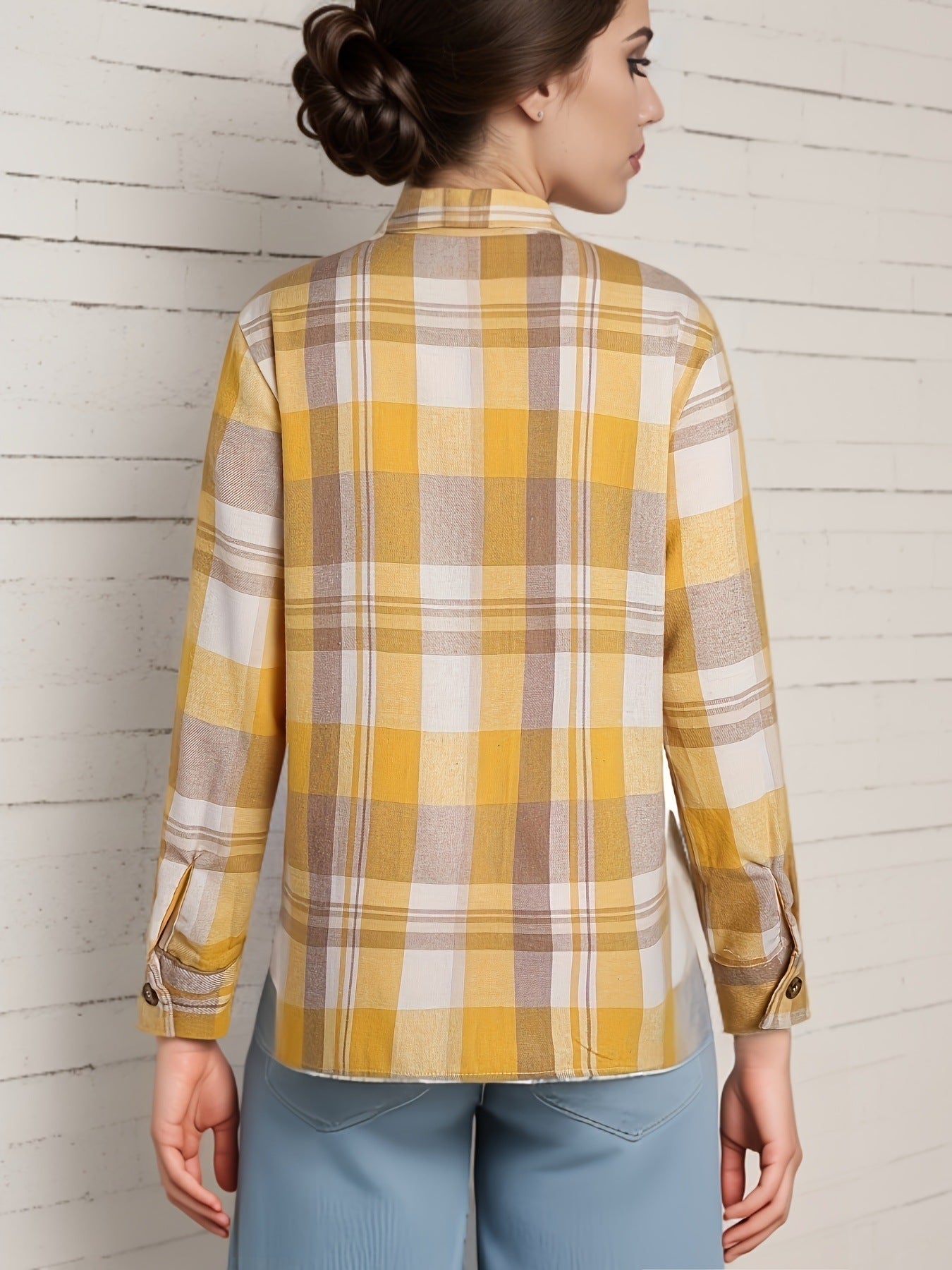 Plaid Print Simple Shirt, Casual Button Front Long Sleeve Shirt
