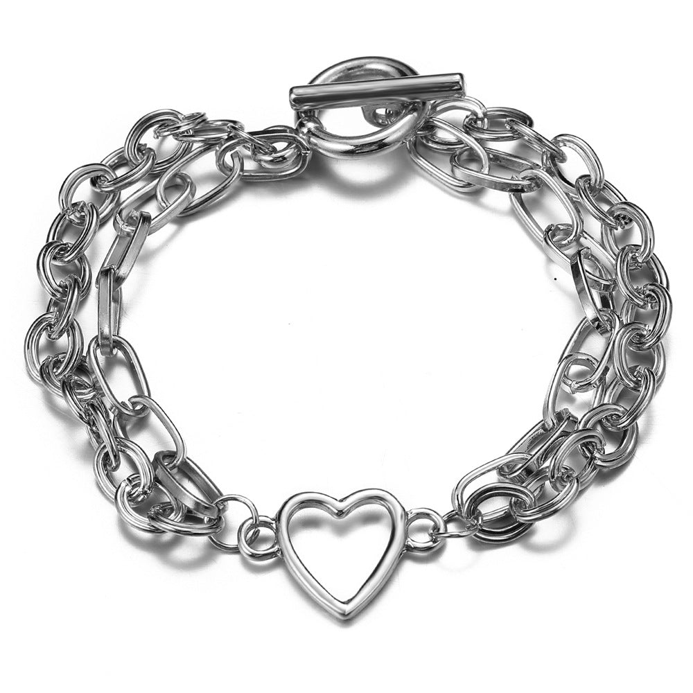 Hollow love beach double anklet