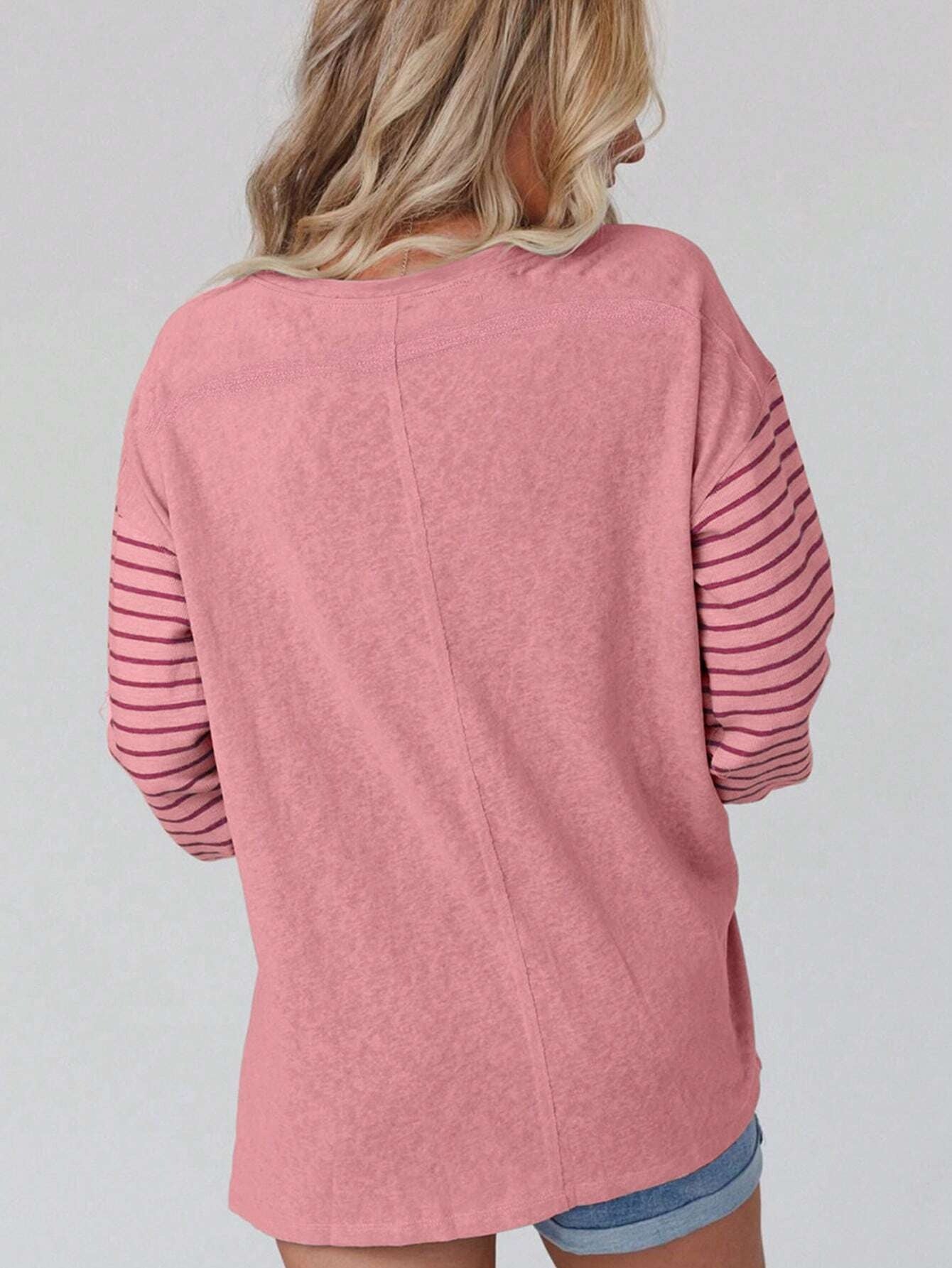 Color Block Crew Neck T-Shirt, Casual Long Sleeve T-Shirt