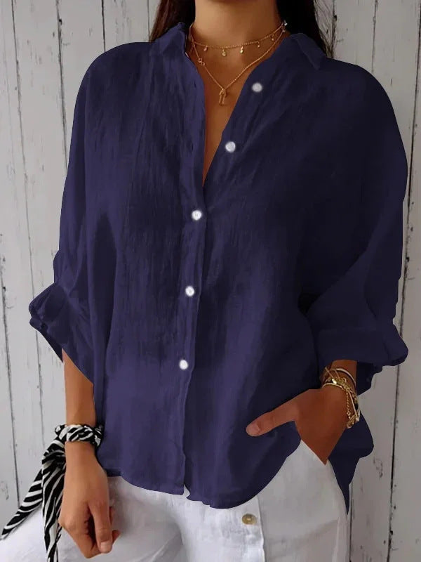 Cotton and Hemp Back Lace Design Shirt
