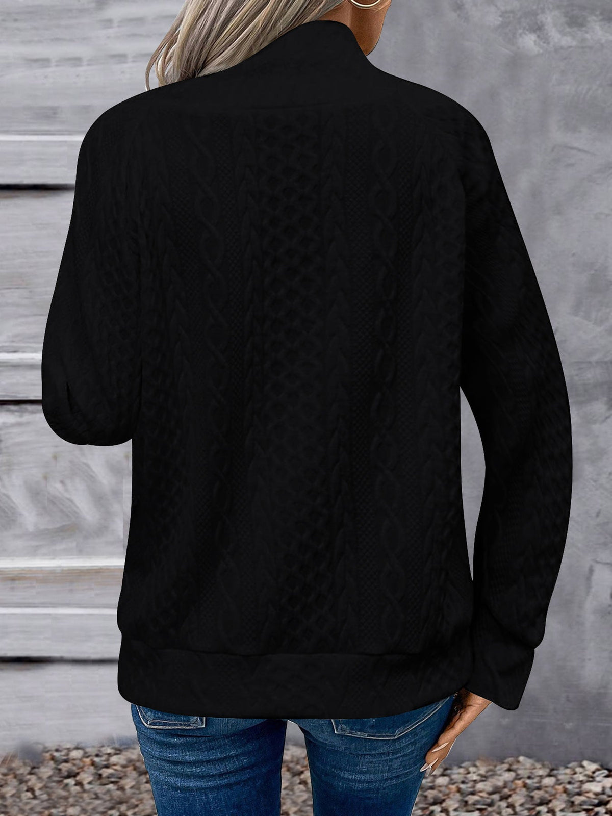 Geometric Turtleneck Jacquard Vintage Long Sleeve Sweatshirt