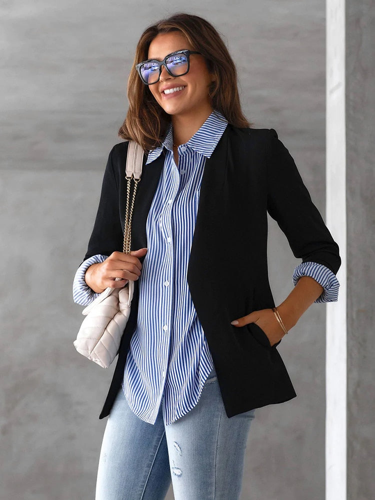 Long Sleeve Striped Button Up Tops