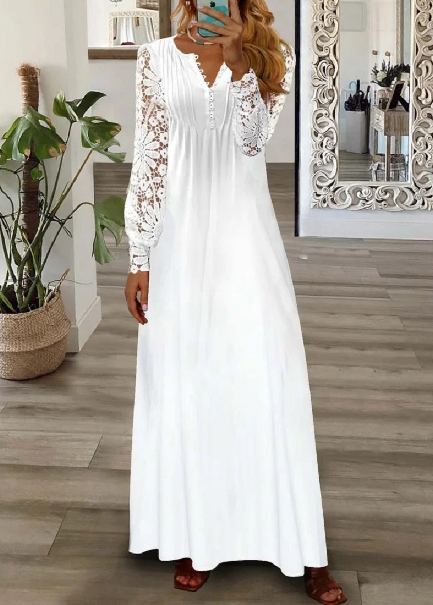 Fashionable hollow lace long dress