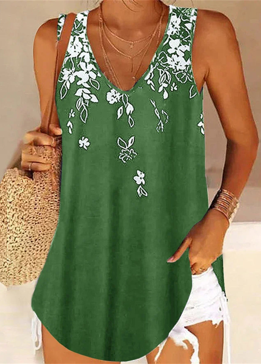 V-Neck Pullover Sleeveless Printed Vest