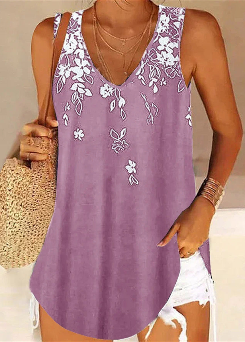 V-Neck Pullover Sleeveless Printed Vest