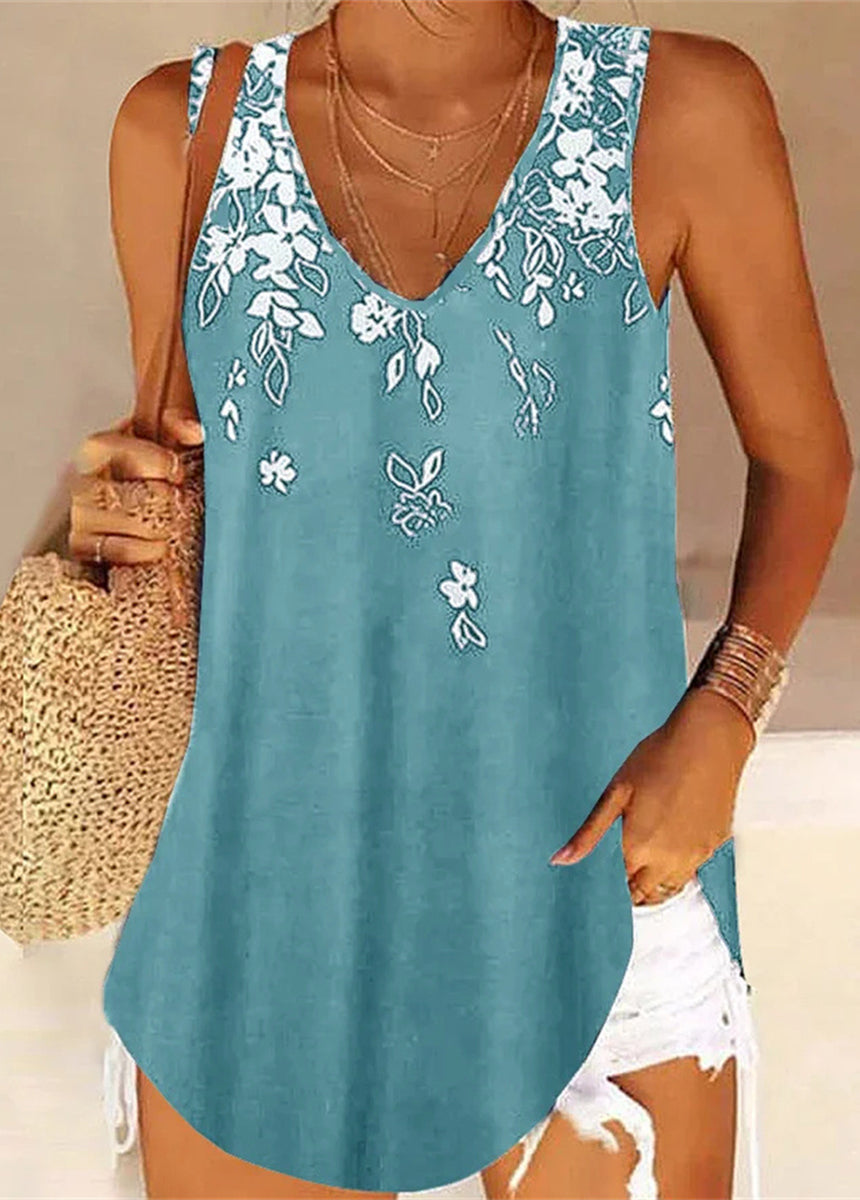 V-Neck Pullover Sleeveless Printed Vest