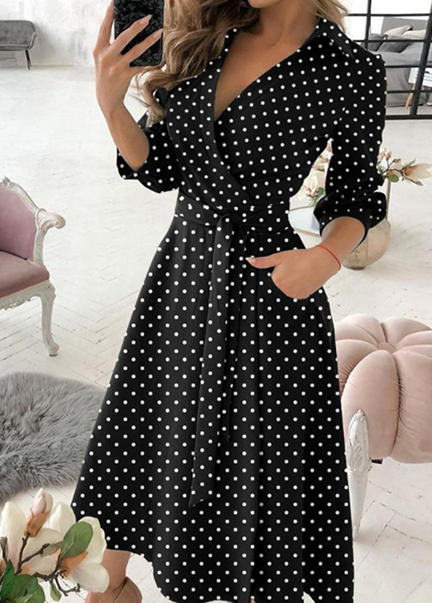 Printed Plaid Collar Tie Dress