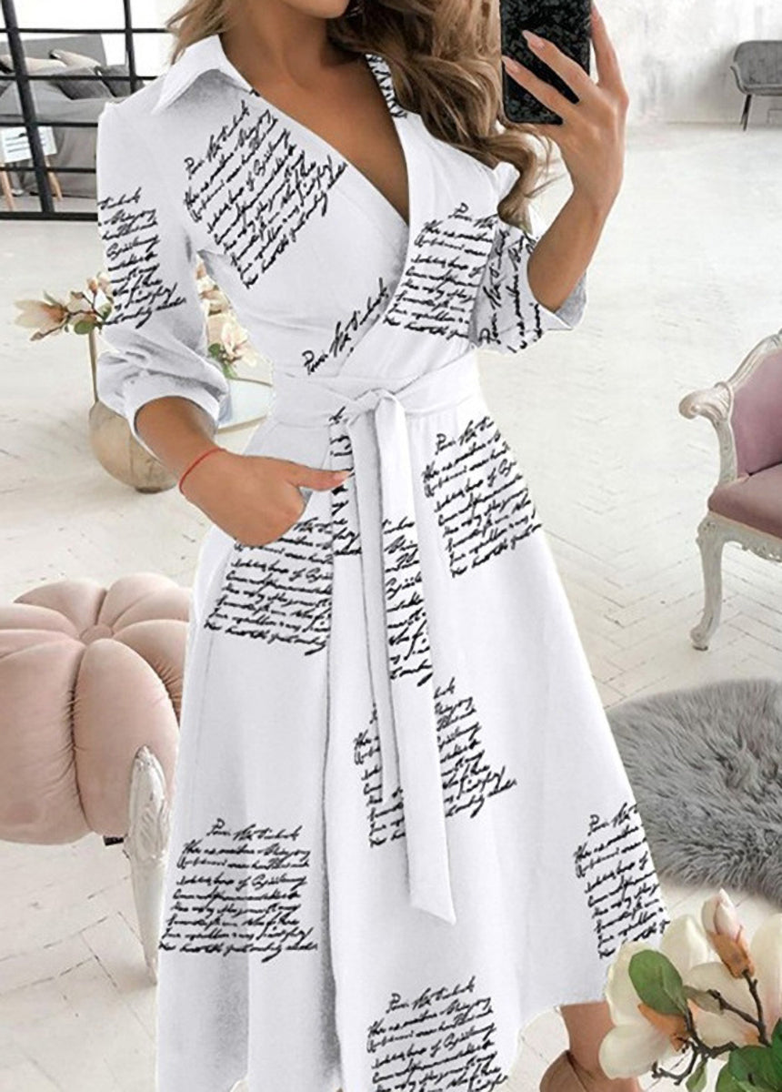 Printed Plaid Collar Tie Dress
