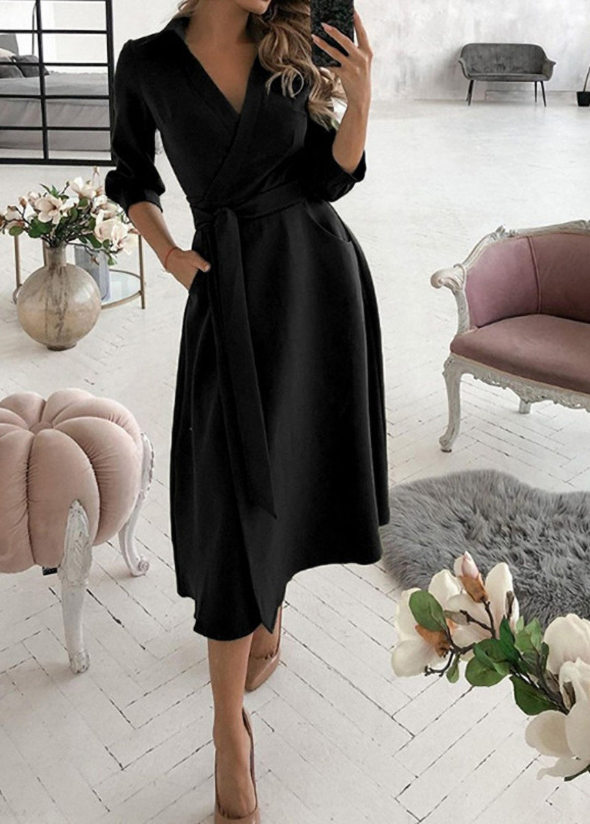Printed Plaid Collar Tie Dress