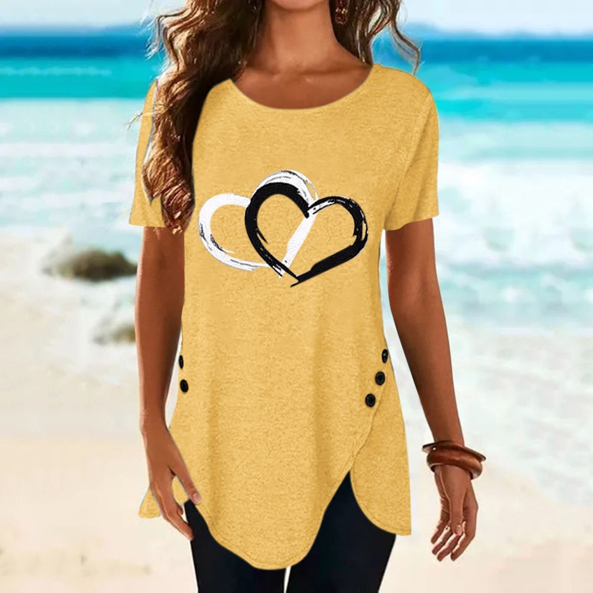 O Neck Loose Floral Print Tunic T-Shirt
