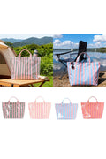 Rose Red Glossy Striped Vinyl Large Tote Bag (Color Varied)