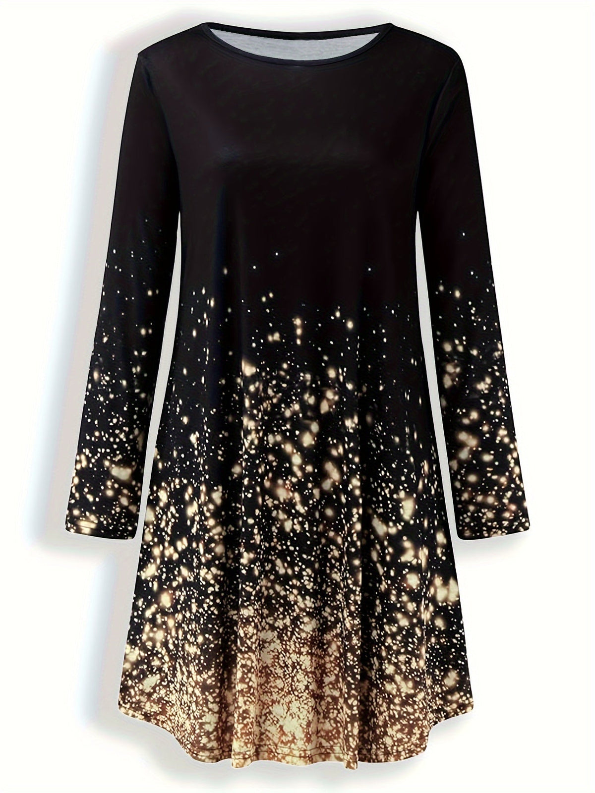 Graphic Print Dress with Long Sleeves and Pockets - Casual and Comfortable