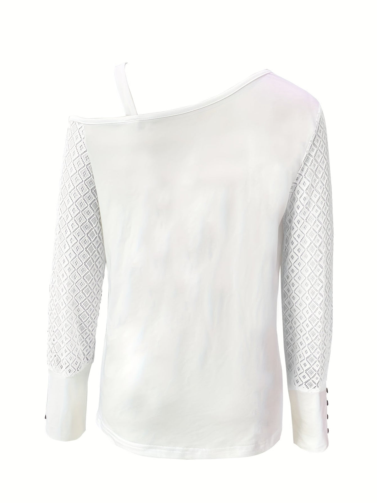 Cutout Lace Stitching Cold Shoulder T-Shirt, Casual Long Sleeve Top